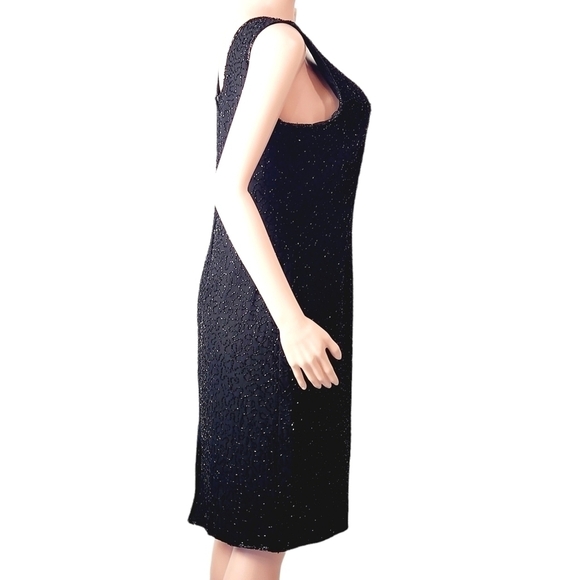 Jmd- 70's Womens Black Polyester Sleeveless, Lined Mid Length Cocktail Dress. - Picture 9 of 12